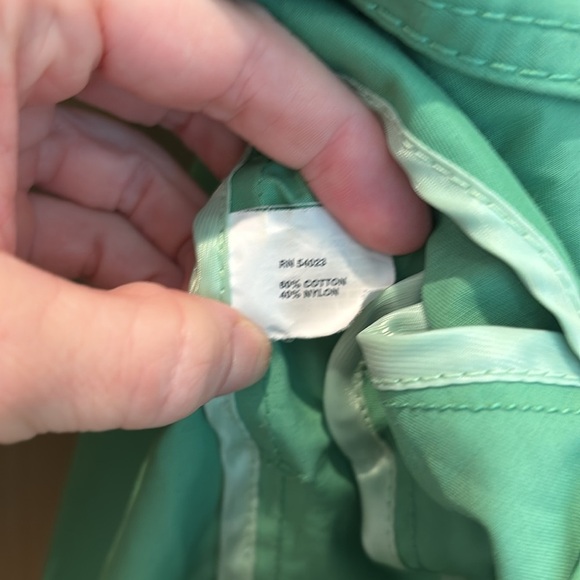 GAP Women's Trench Coat Mint Green Belted Crop Sleeve Size Small - Picture 7 of 7